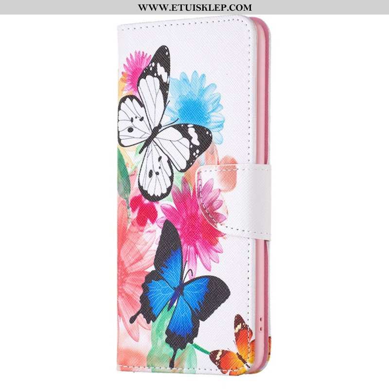 Etui Folio do Poco X5 5G Akwarela Motyle